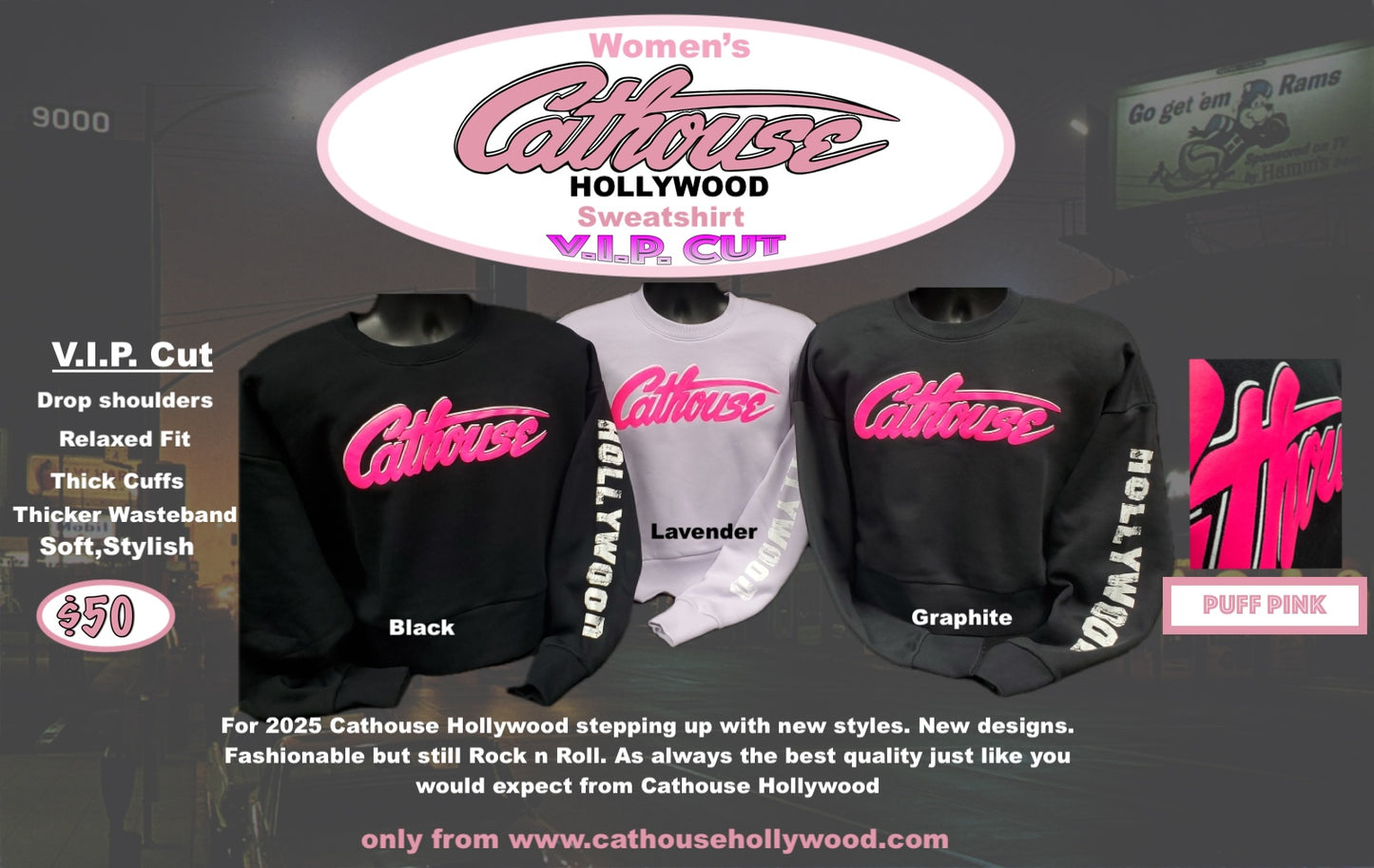 NEW WOMENS CATHOUSE  VIP CUT SWEATSHIRT